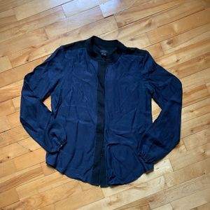 Theory 100% Silk Button Down Color Block Shirt